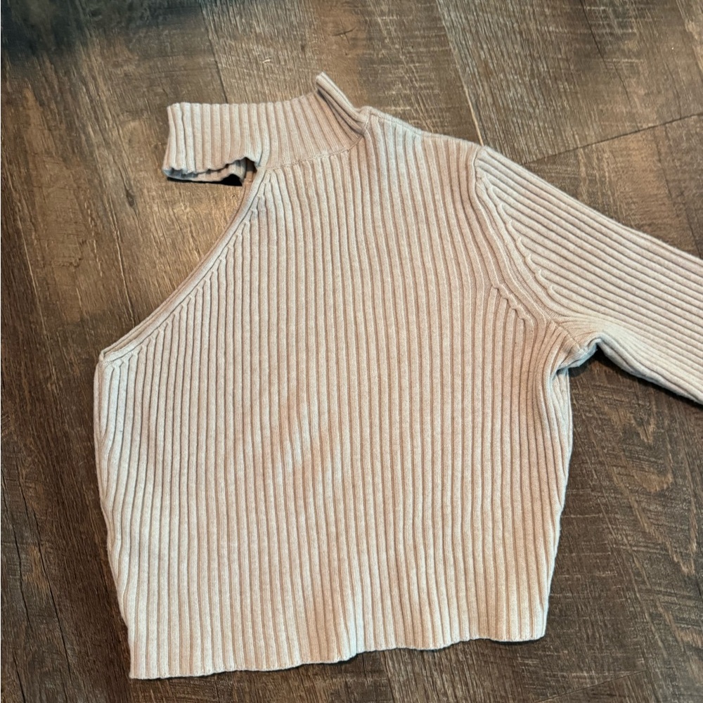 One-Shoulder Ribbed Sweater - Picture 2 of 6